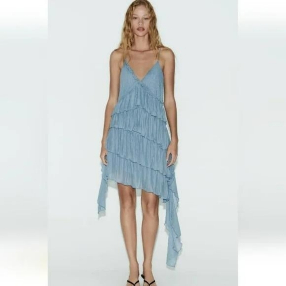 ZARA PLEATED ASYMMETRIC DRESS